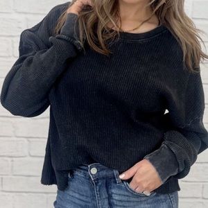Waffle Knit Long Sleeve Top